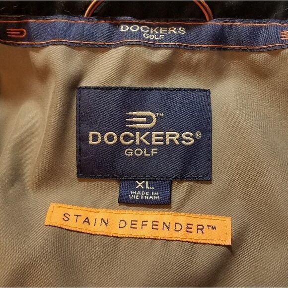 DOCKERS Golf Jacket Navy Blue and Tan XL - Picture 7 of 7